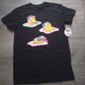 Unisex NWT Gudetama the Lazy Egg Black T-shirt Neon Print Size Medium